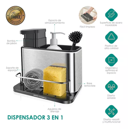 Yeclean 3 en 1: Dispensador de Jabón y Organizador para Cocina y Baño