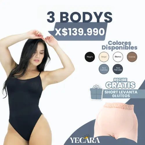 Lleva 3 Bodys Faja CurvyFit™ + Short Levanta Cola GRATIS