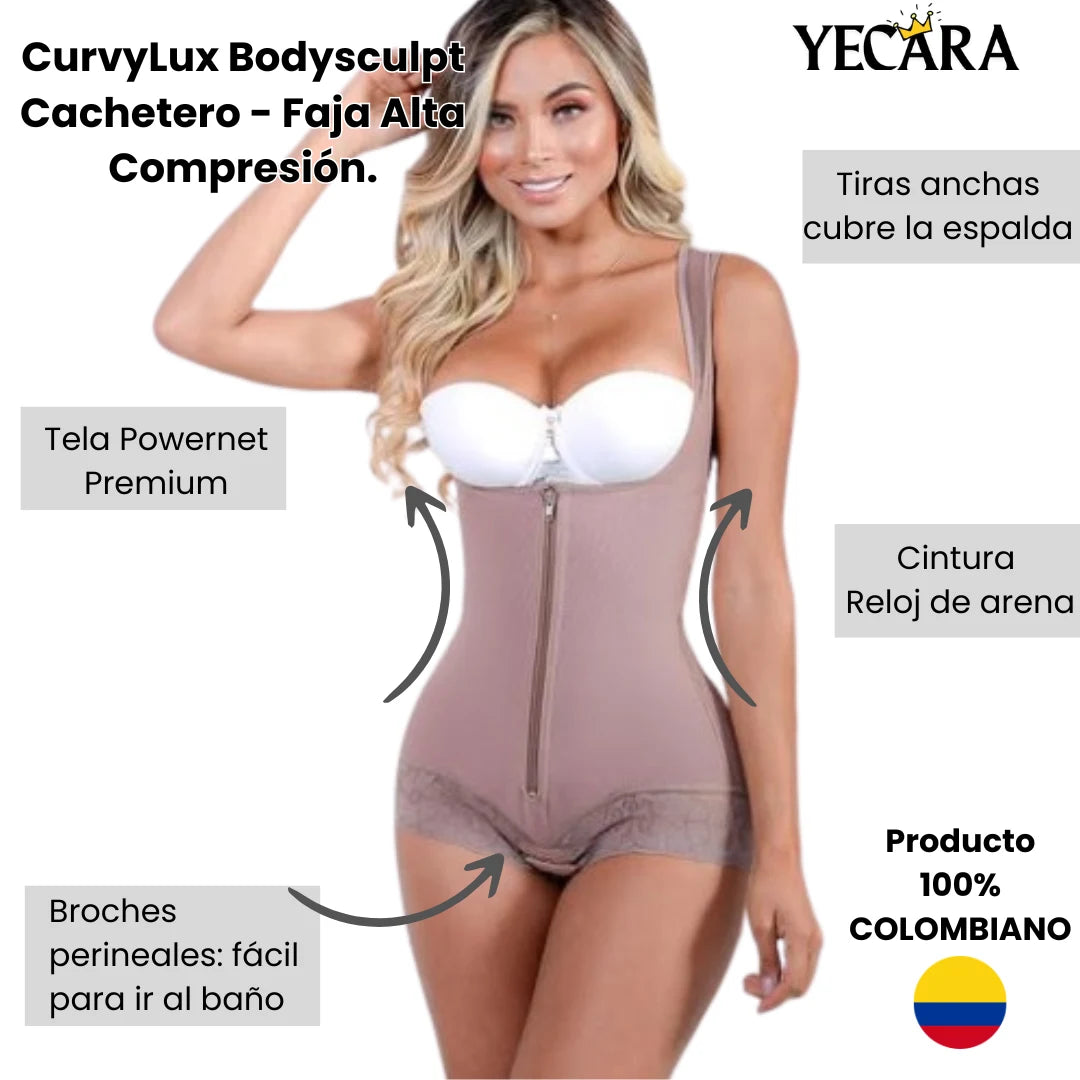 CurvyLux Faja Cachetero Tira Ancha- Alta Compresión.