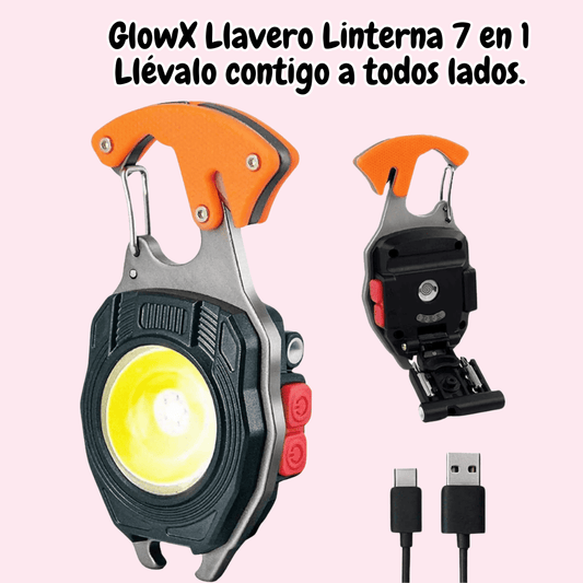 GlowX: Llavero Linterna 7 en 1 para Emergencias