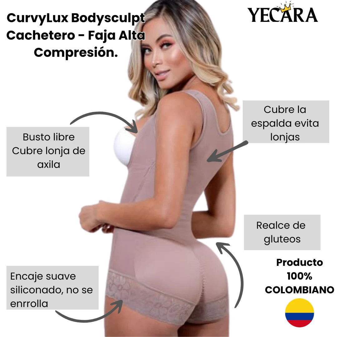 CurvyLux Faja Cachetero Tira Ancha- Alta Compresión.