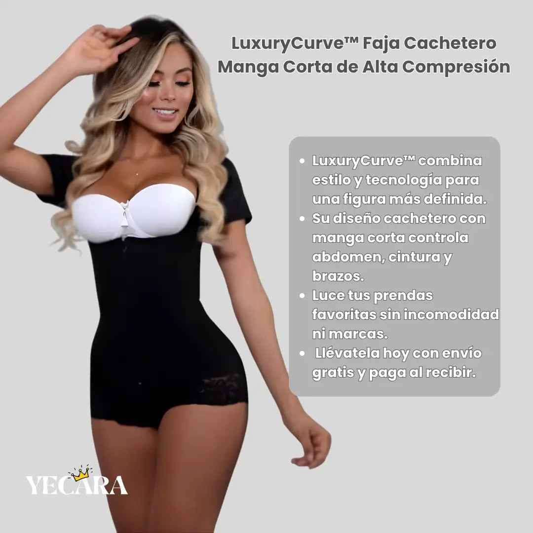 LuxuryCurve™ Faja Cachetero Manga Corta de Alta Compresión