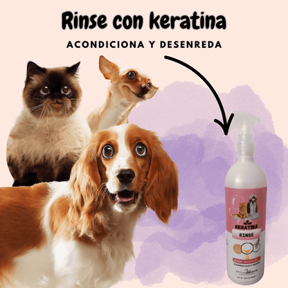 PetGlow Pro - Kit Shampoo 250ml + Rinse Keratina 250ml + obsequio Perfume 120ml y Ebook Cuidado Capilar Para Mascotas.